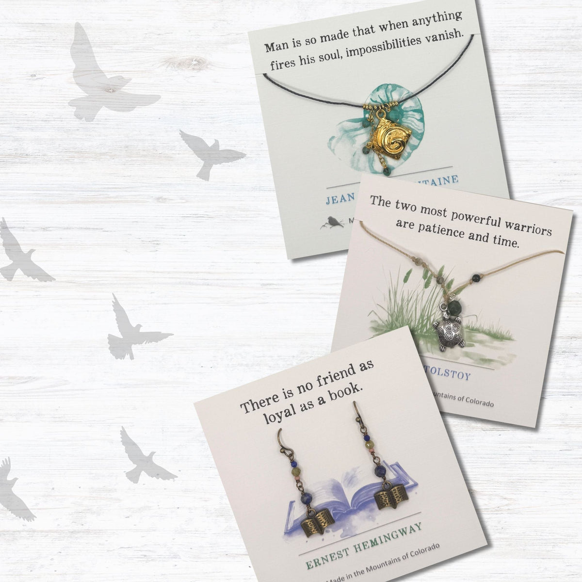 Inspirational author quote jewelry