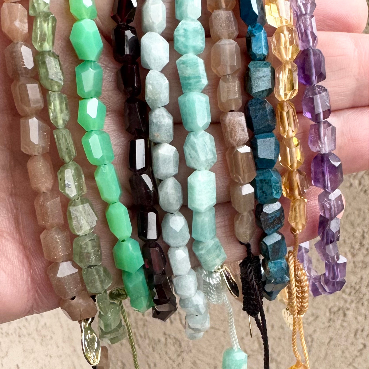 Faceted stone bracelets