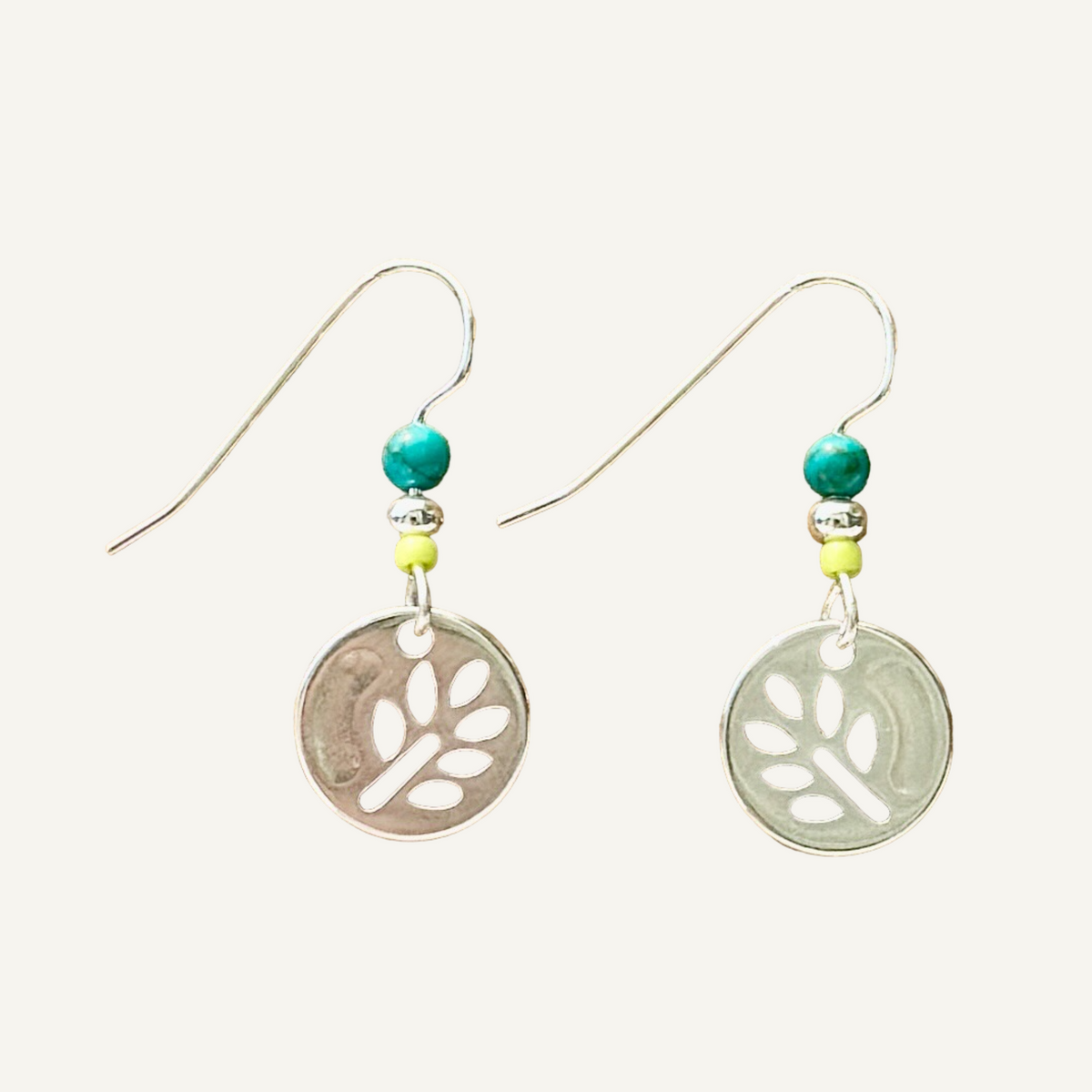 Silver Leaf motif with turquoise