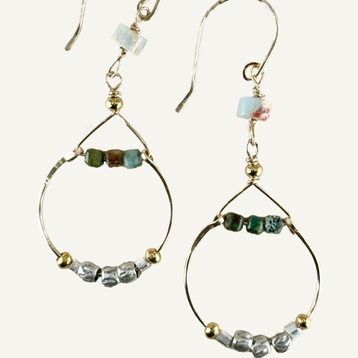 Hill Tribe accent hoop earrings with turquoise