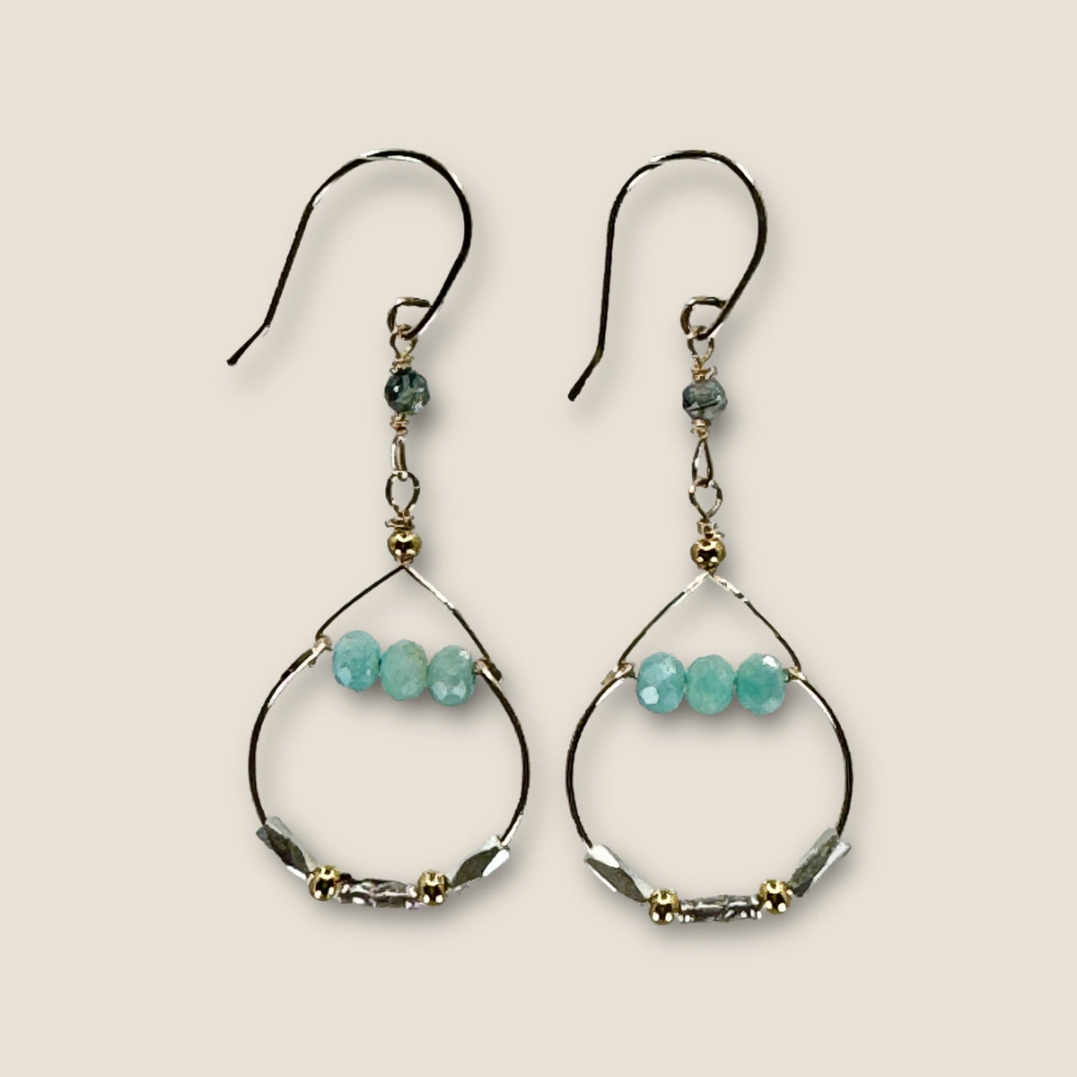 Hill Tribe accent hoop earrings with amazonite