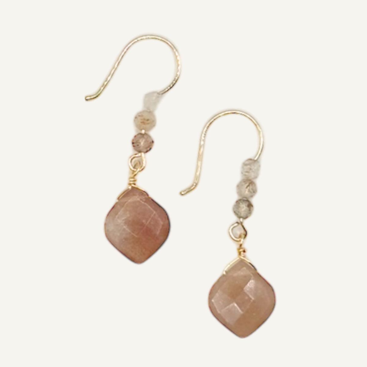 Chocolate Moonstone Diamond Drop Earrings