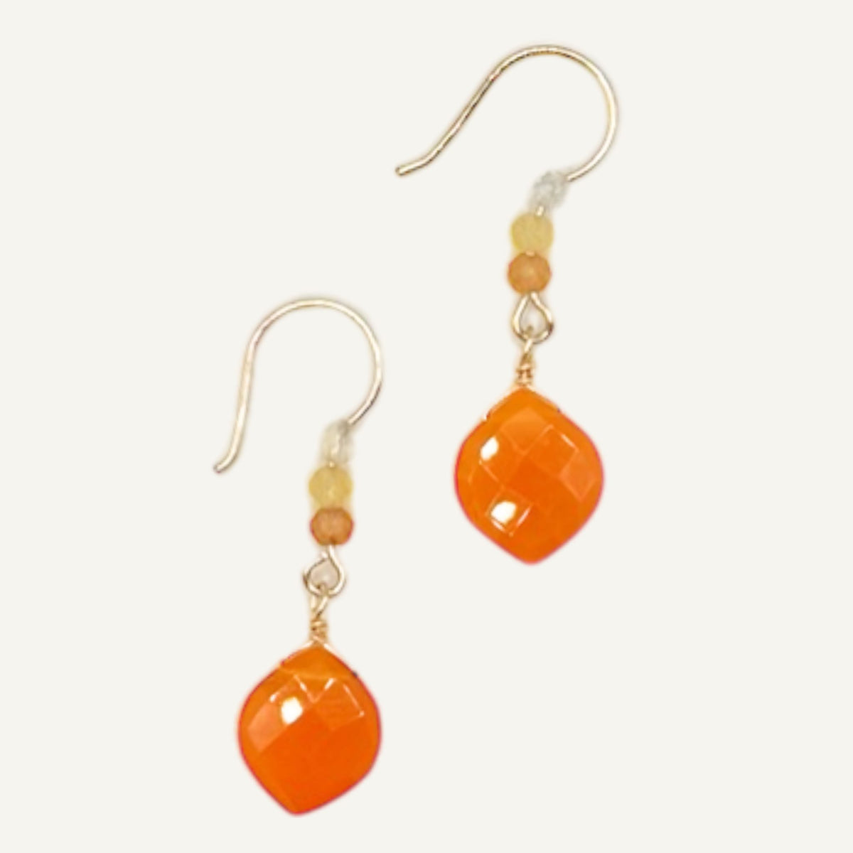 Carnelian Diamond Drop Earrings