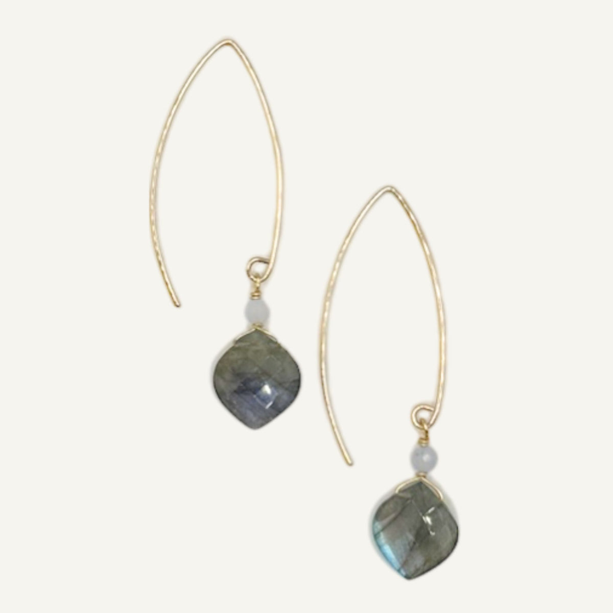 Labradorite Diamond Drop Earrings