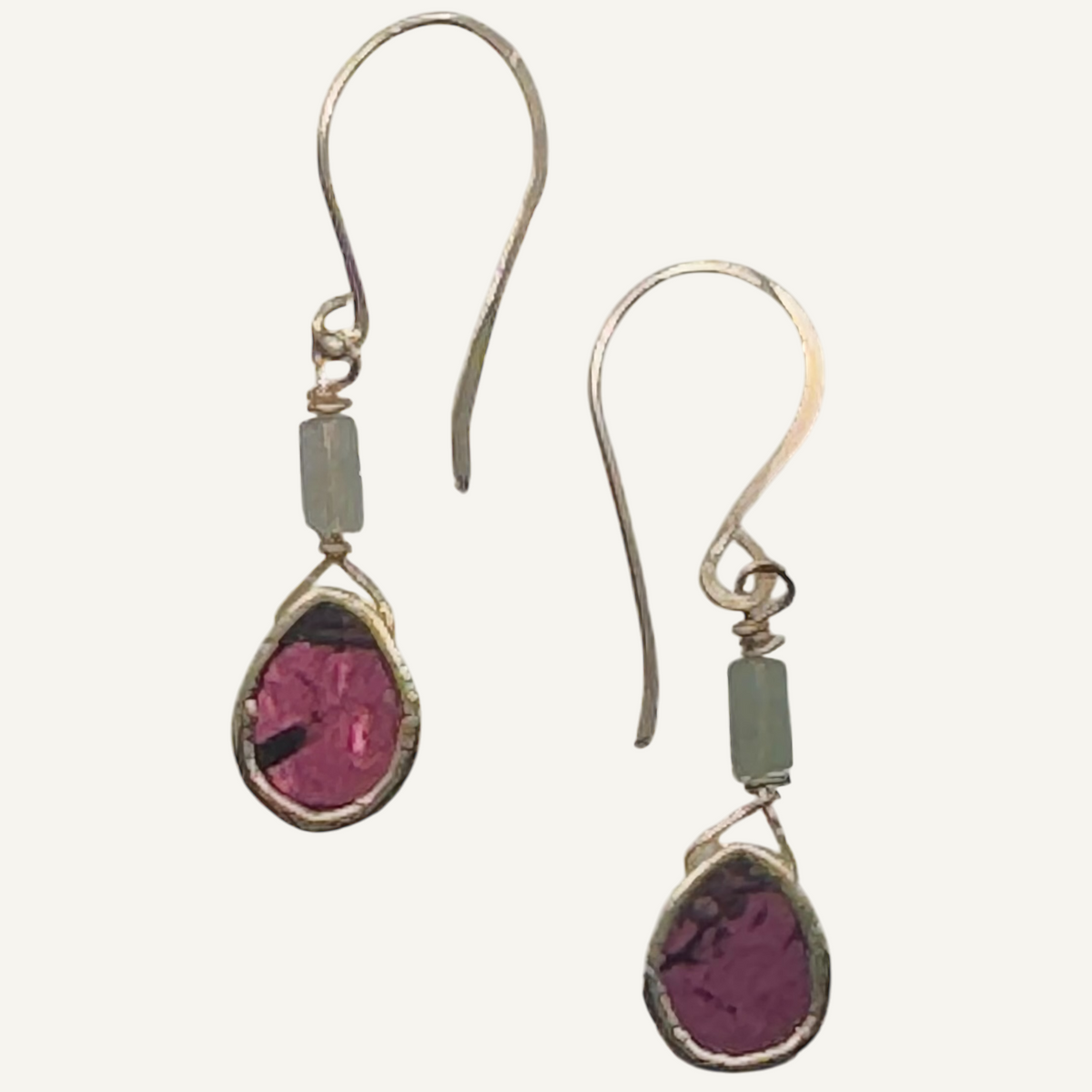 Gold ruby electroplated earrings