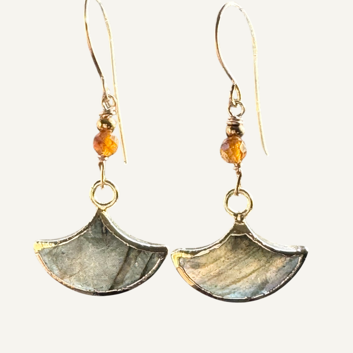 Labradorite fan earrings