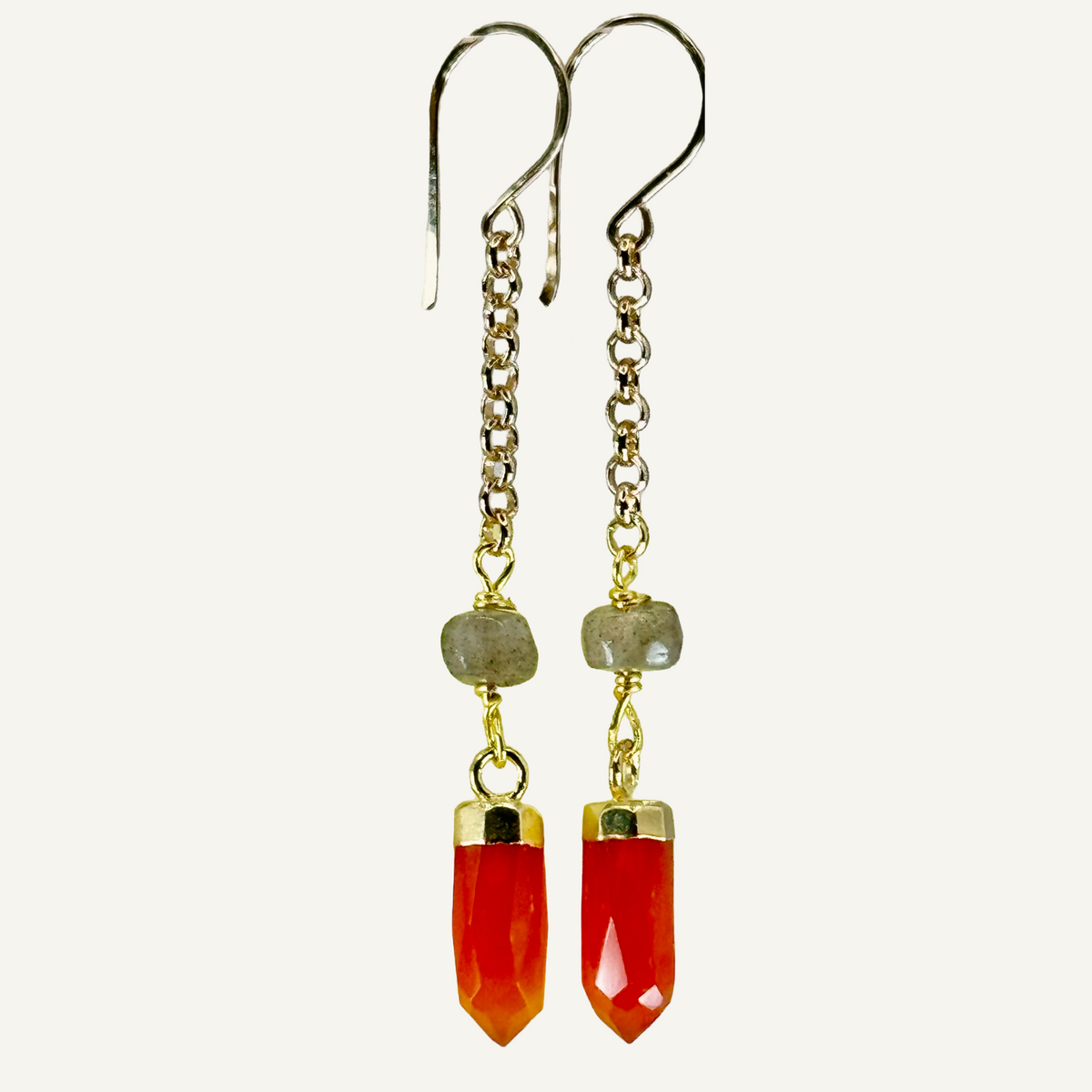 Carnelian daggers with gold chain