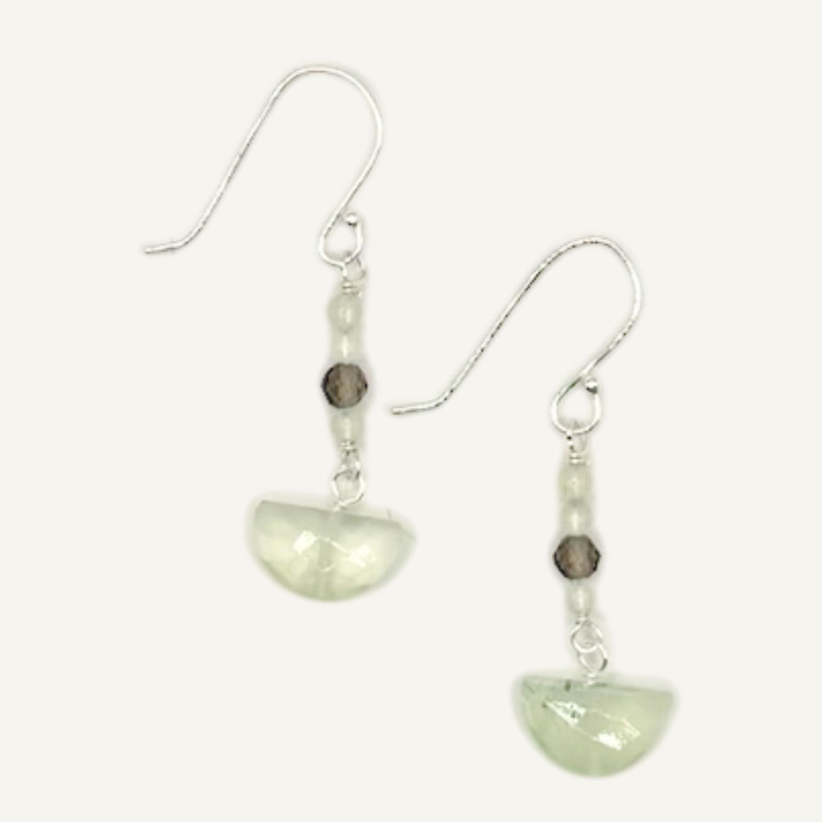 Prehnite Dome with Smoky Quartz