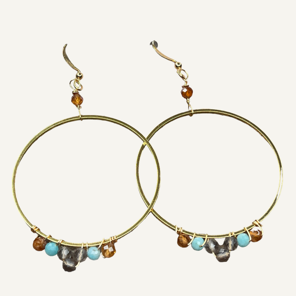 Gold statement hoops with dainty stones
