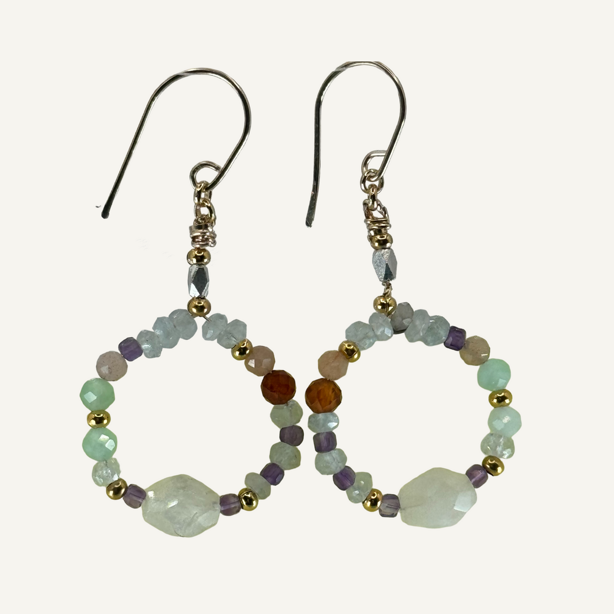 Gemstone hoop earrings
