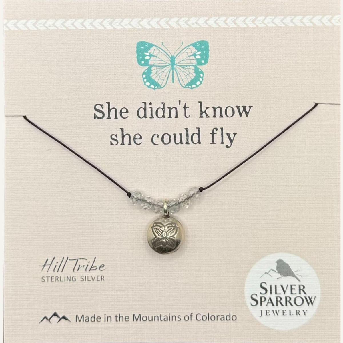 She didn't know she could fly, butterfly necklace