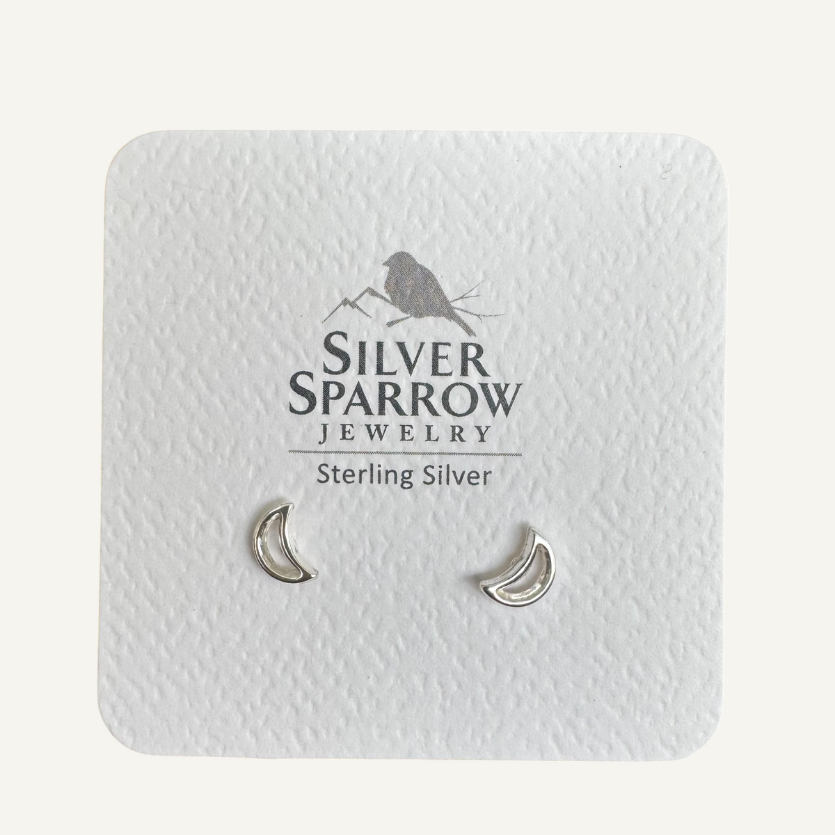 Crescent moon sterling stud earrings