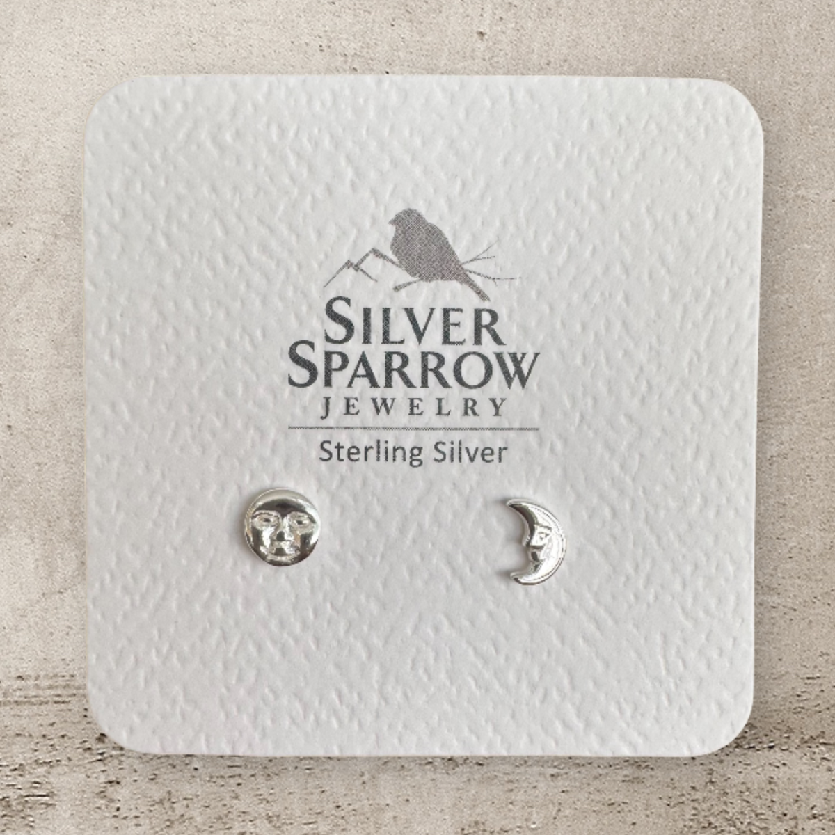 Celestial moon sterling stud earrings