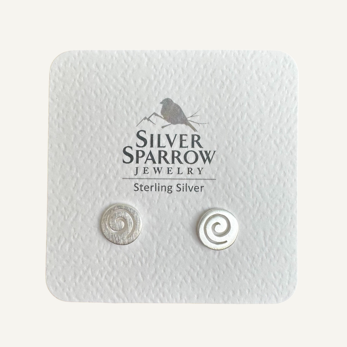 Brushed sterling silver stud earrings