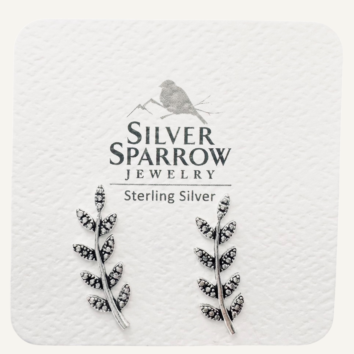 Sterling sparkle marquise leaf stud earrings