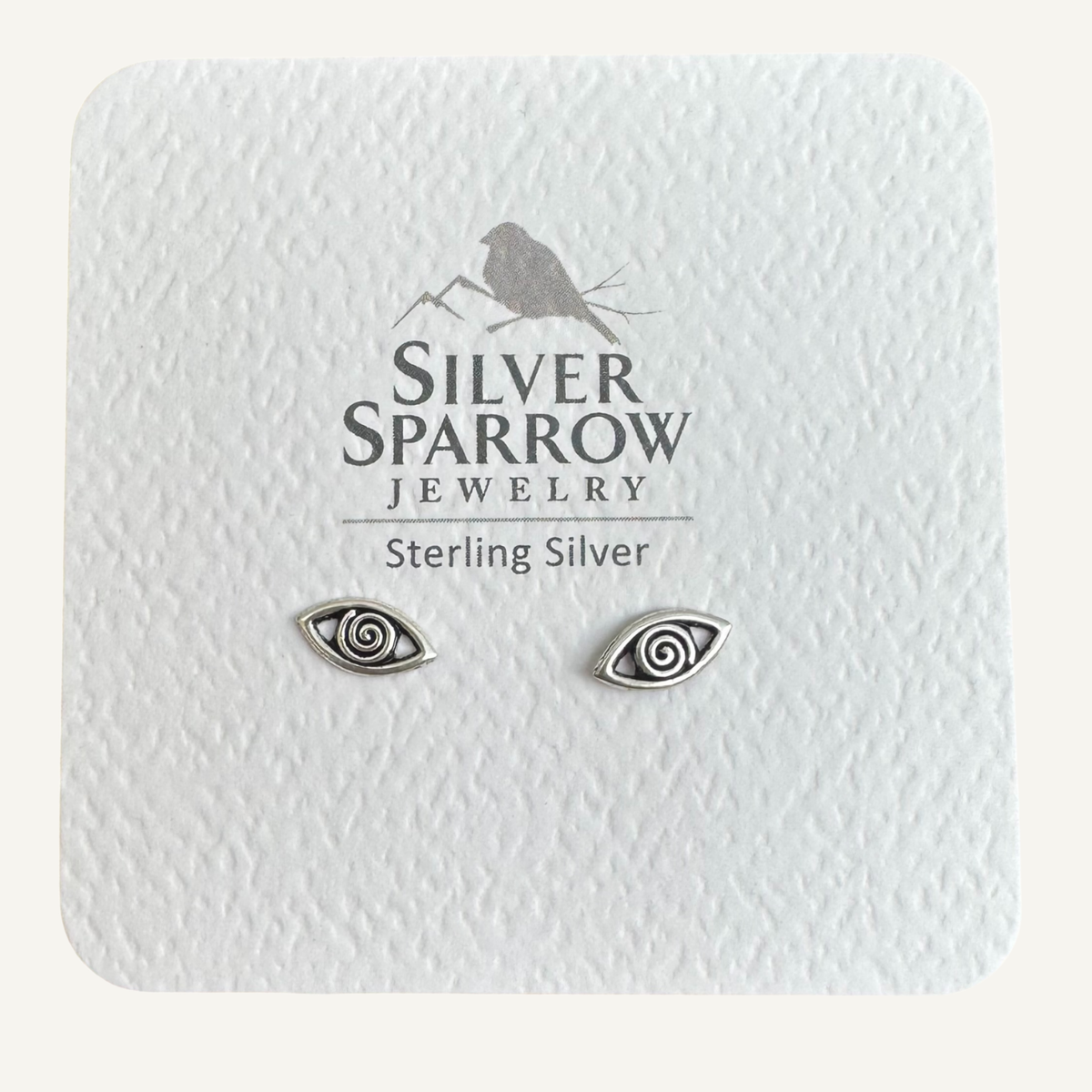 Sterling evil eye stud earring