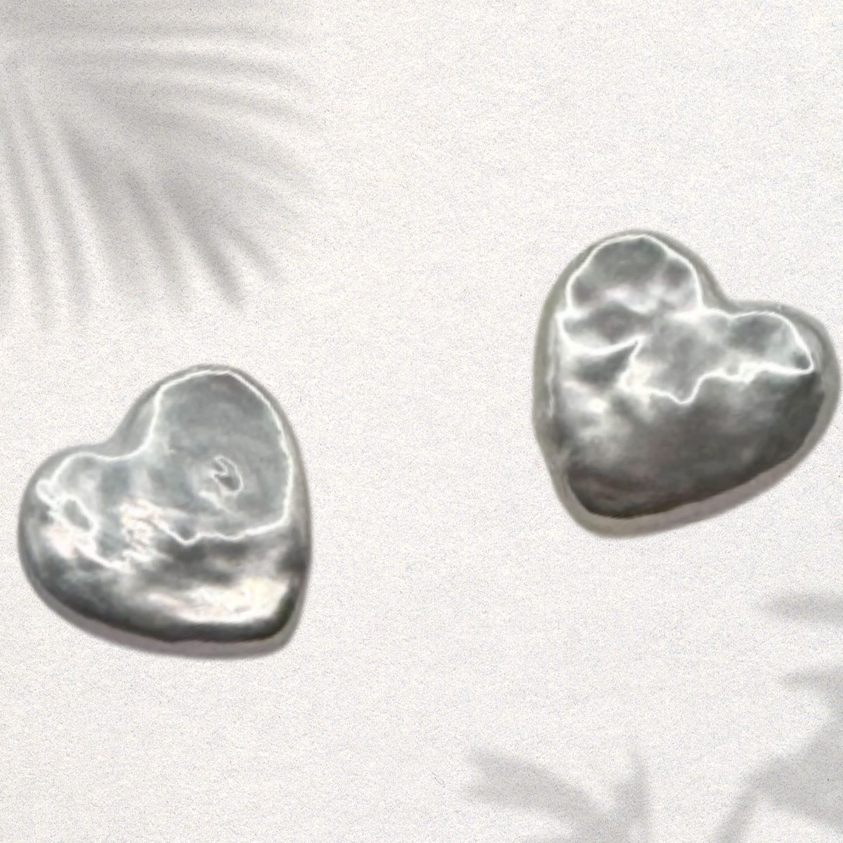 Sterling silver pearl heart stud earrings