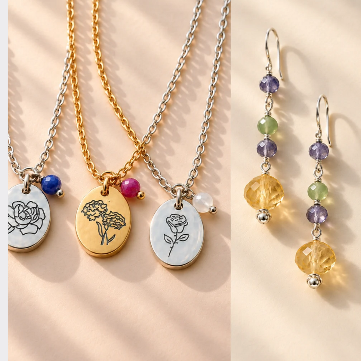 Birth Stone and Birth Flower Jewelry