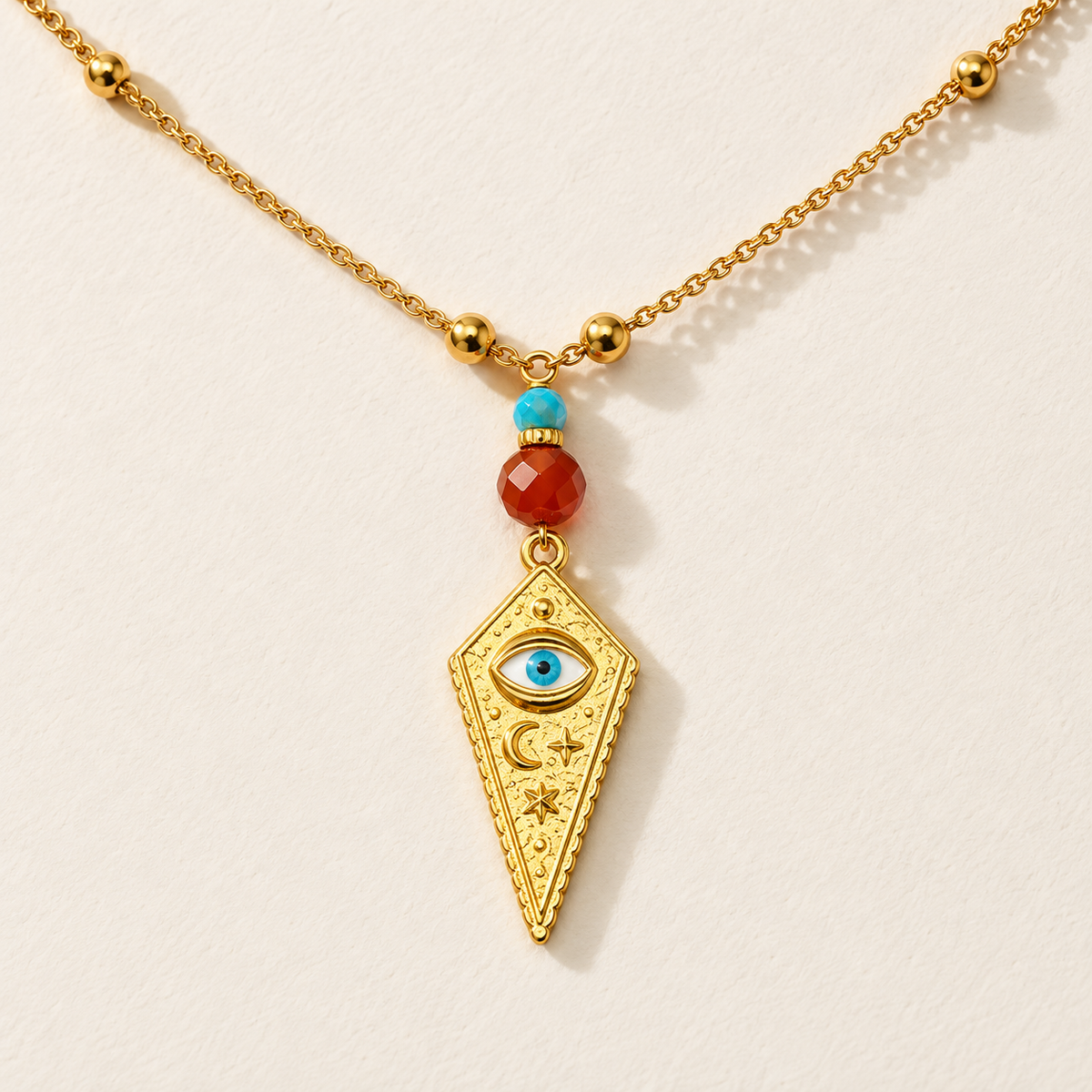 Carnelian with Evil Eye Necklace