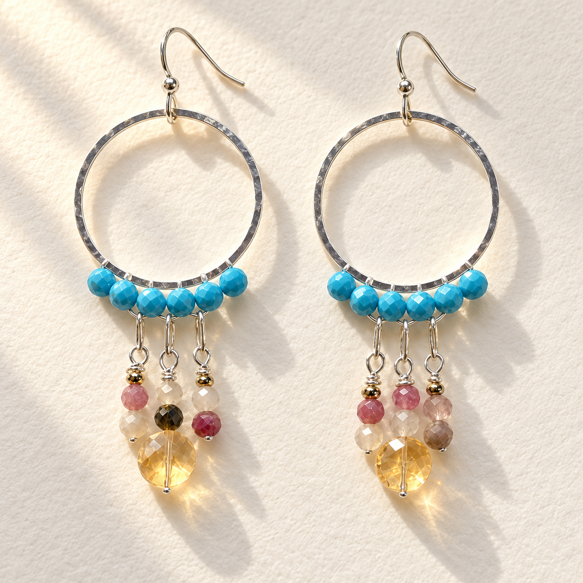 Desert Sky Turquoise Multi-Stone Woven Earrings