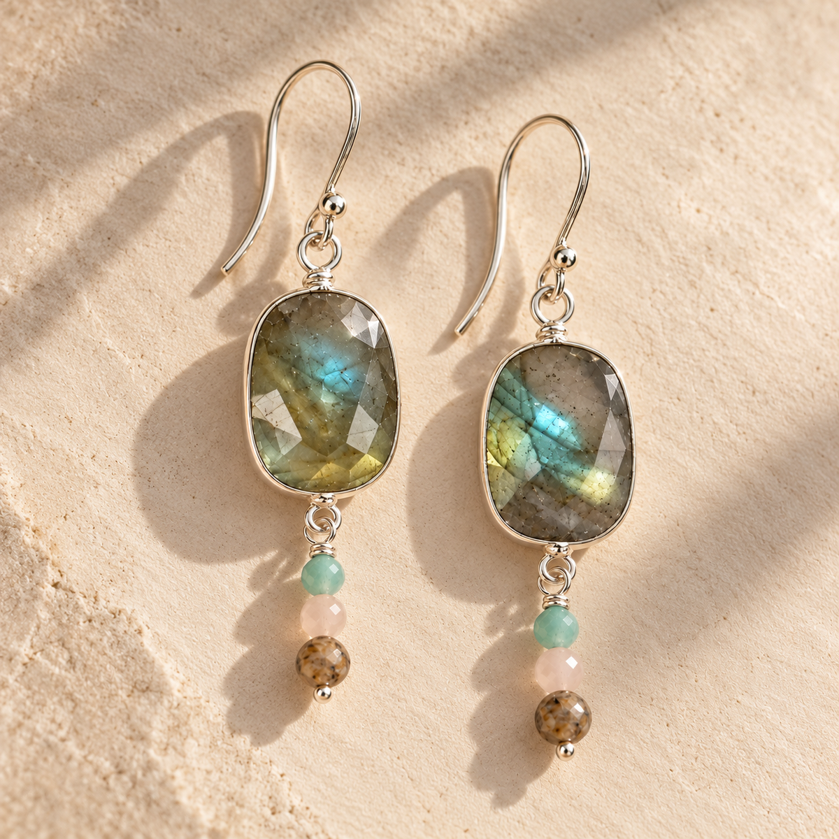 Labradorite silver bezel earrings