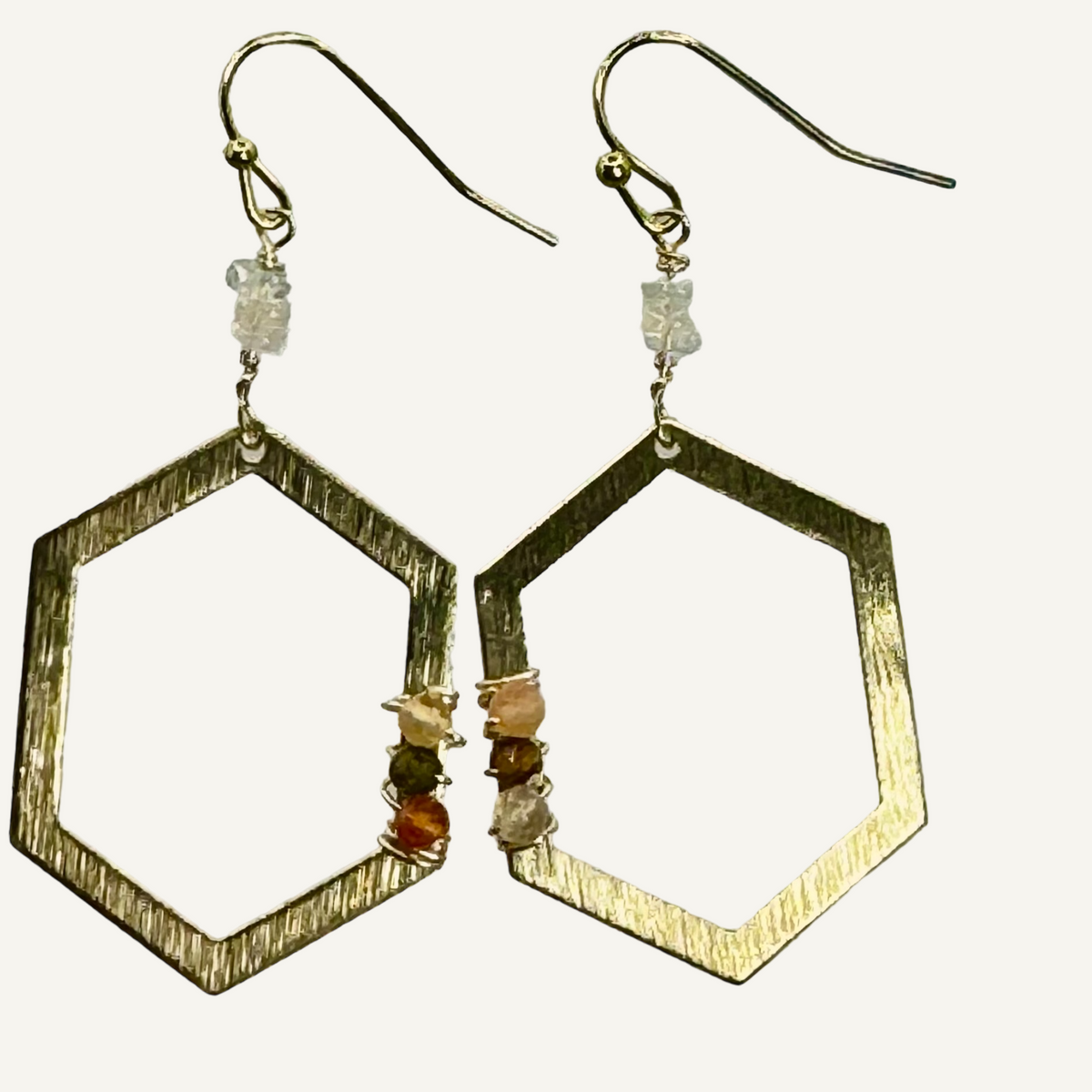 Golden hexagon earrings