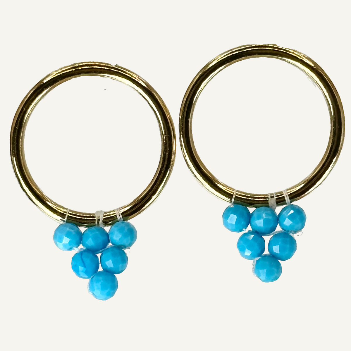 Woven picot stud with turquoise