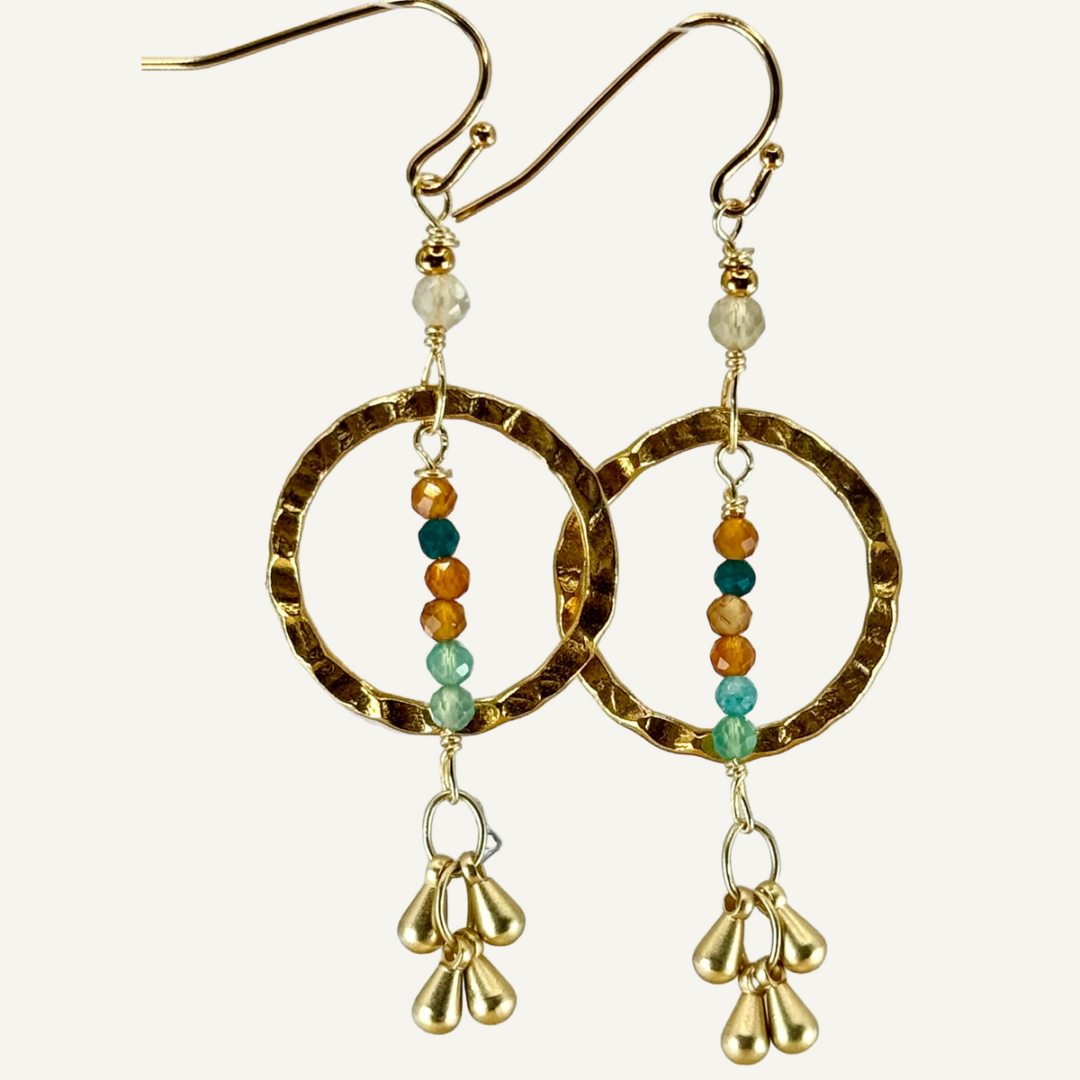 Textured hoop earrings with ombre mix