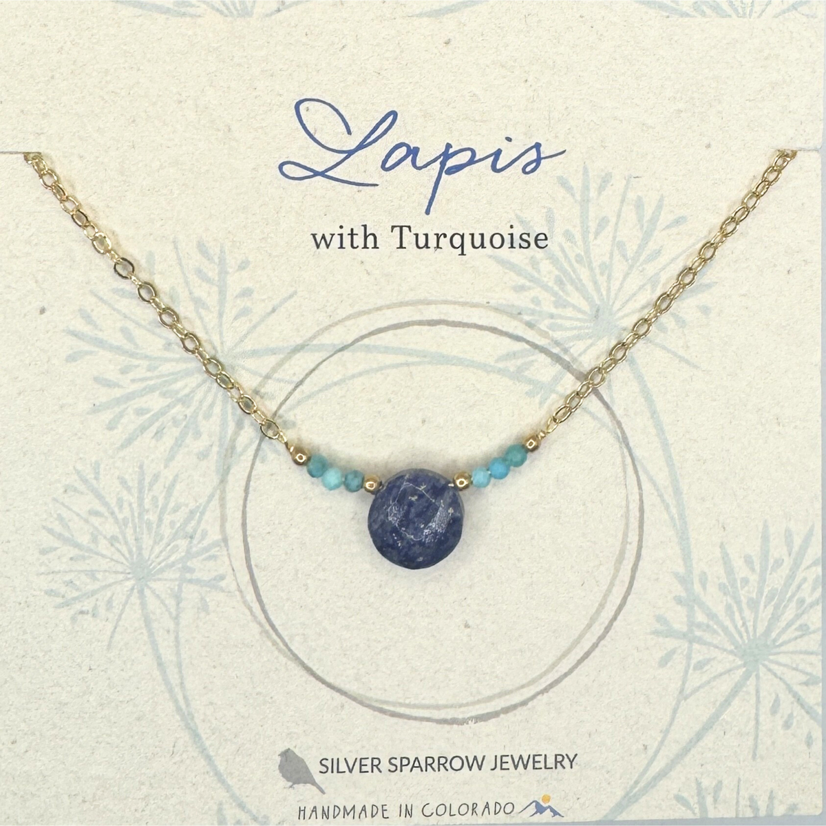 Lapis and turquoise small circle necklace