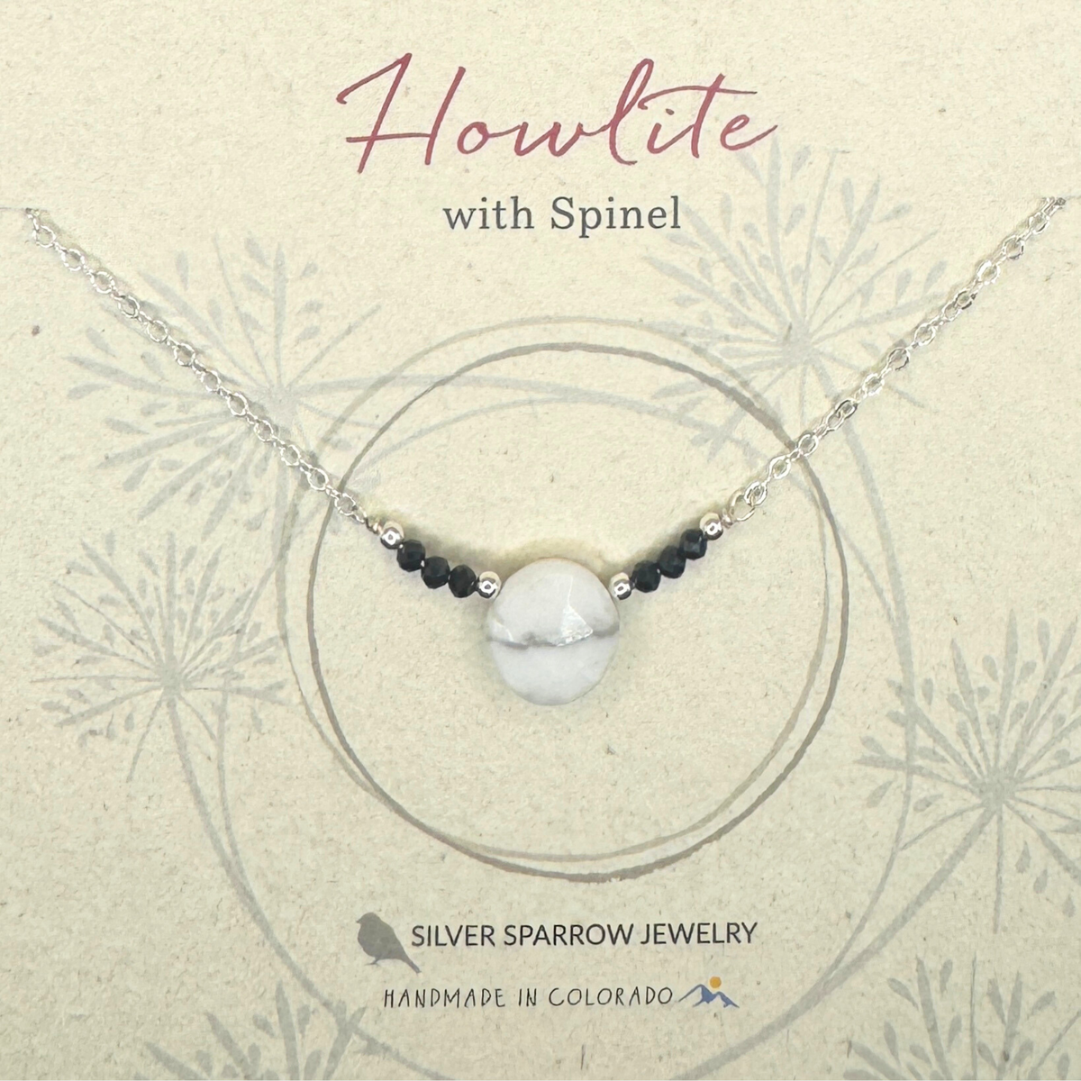Howlite and black spinel small circle necklace