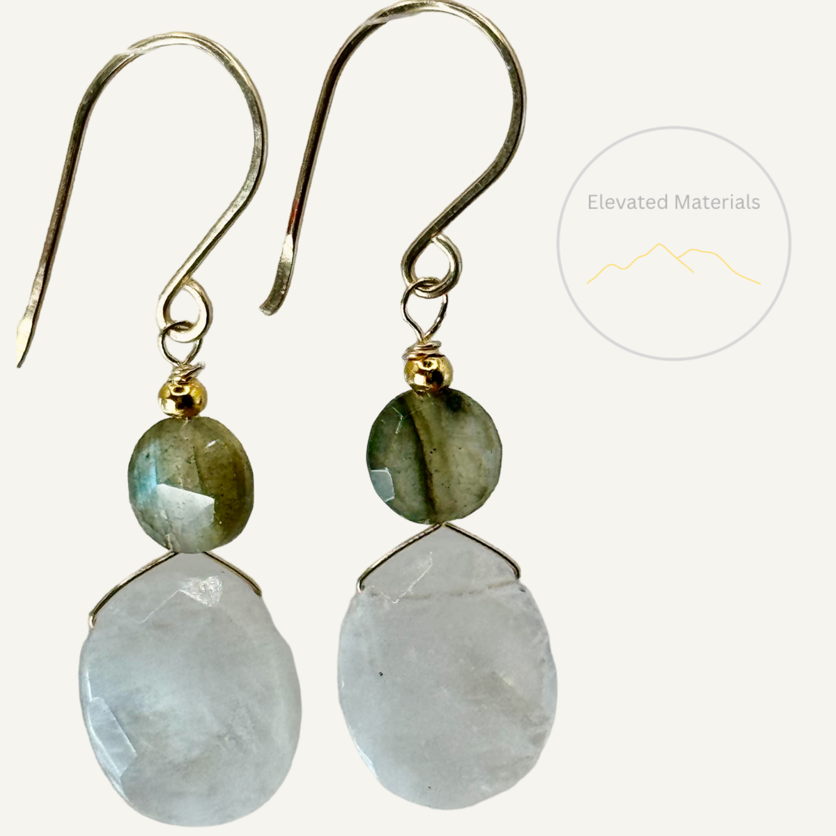 Radiant moonstone with labradorite earrings