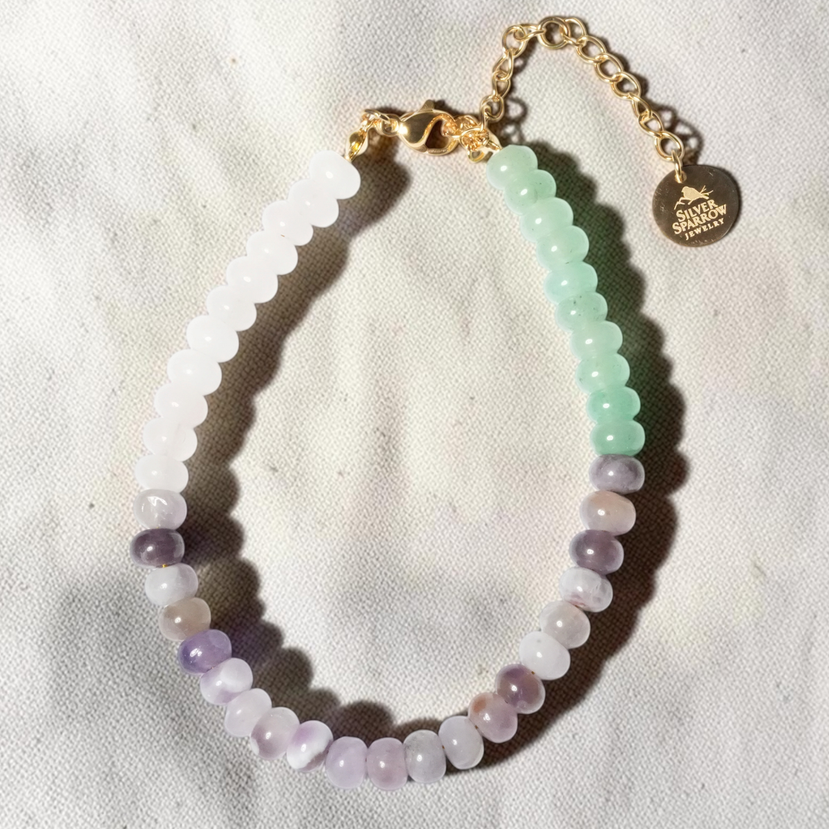 Triple Gemstone Abacus Bead Bracelet