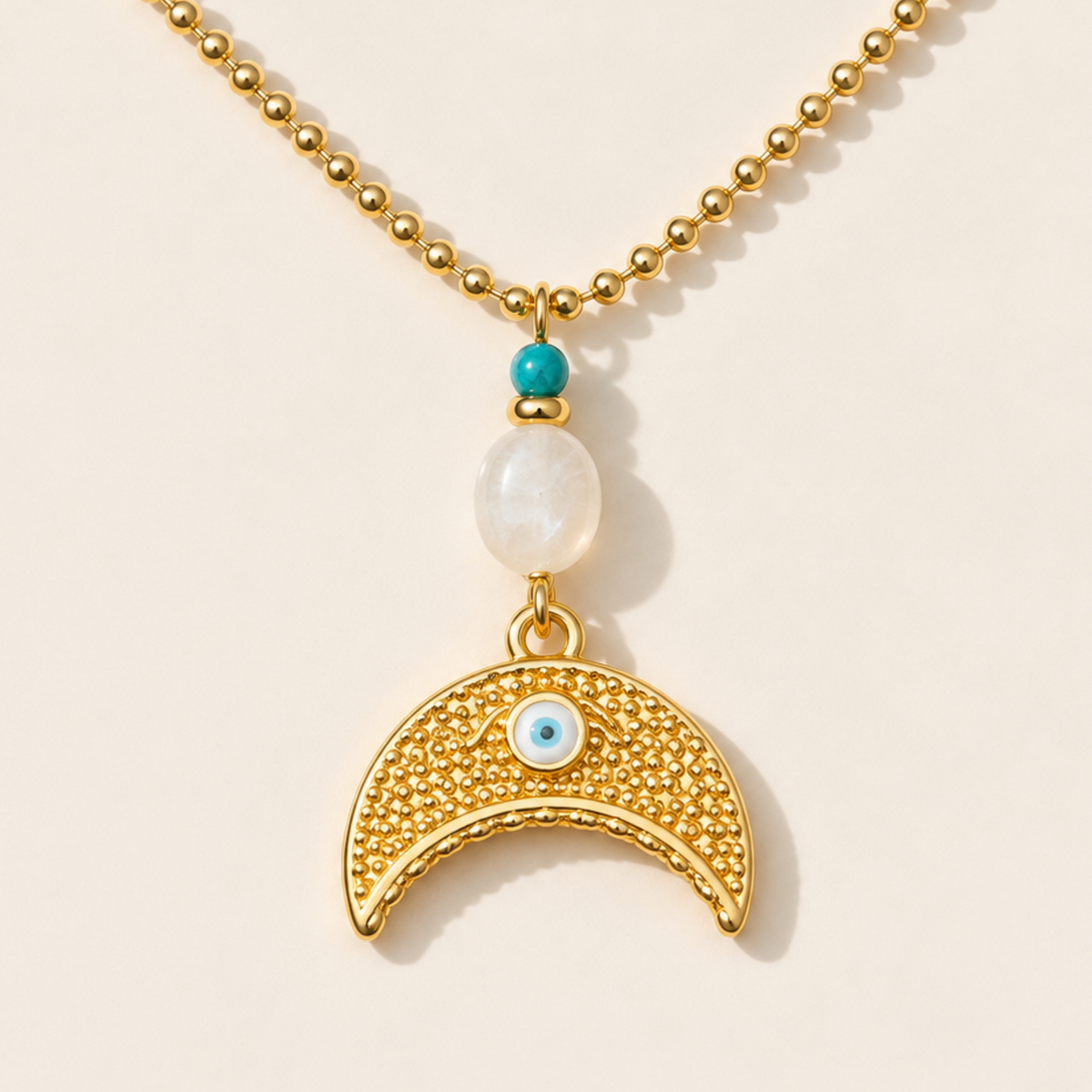 Moonstone with Evil Eye Necklace