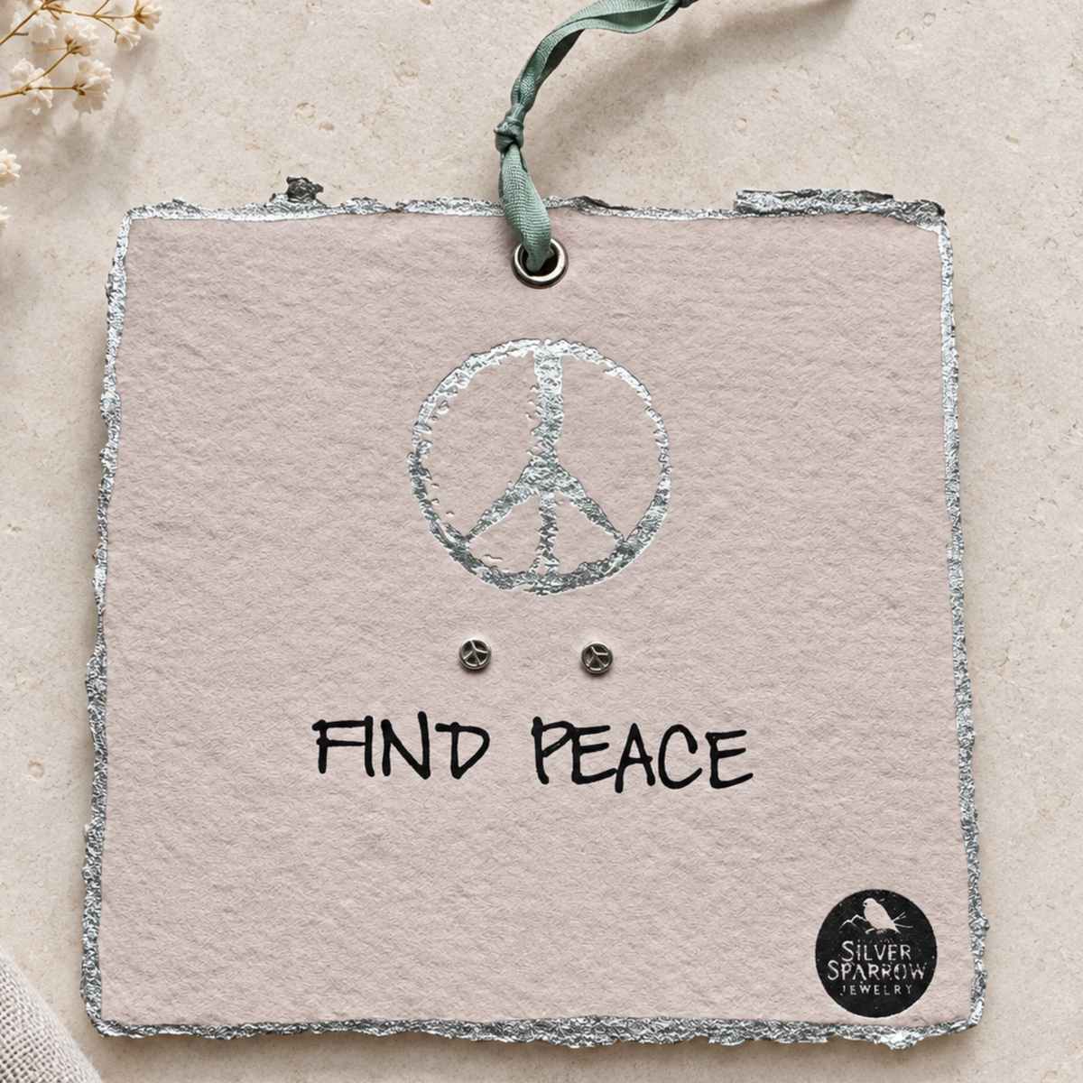 Mini peace stud sterling earrings