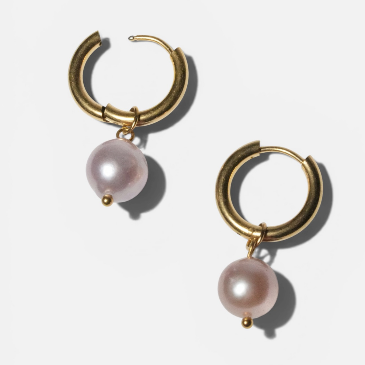 Blush Pink Gold Hoop Earrings