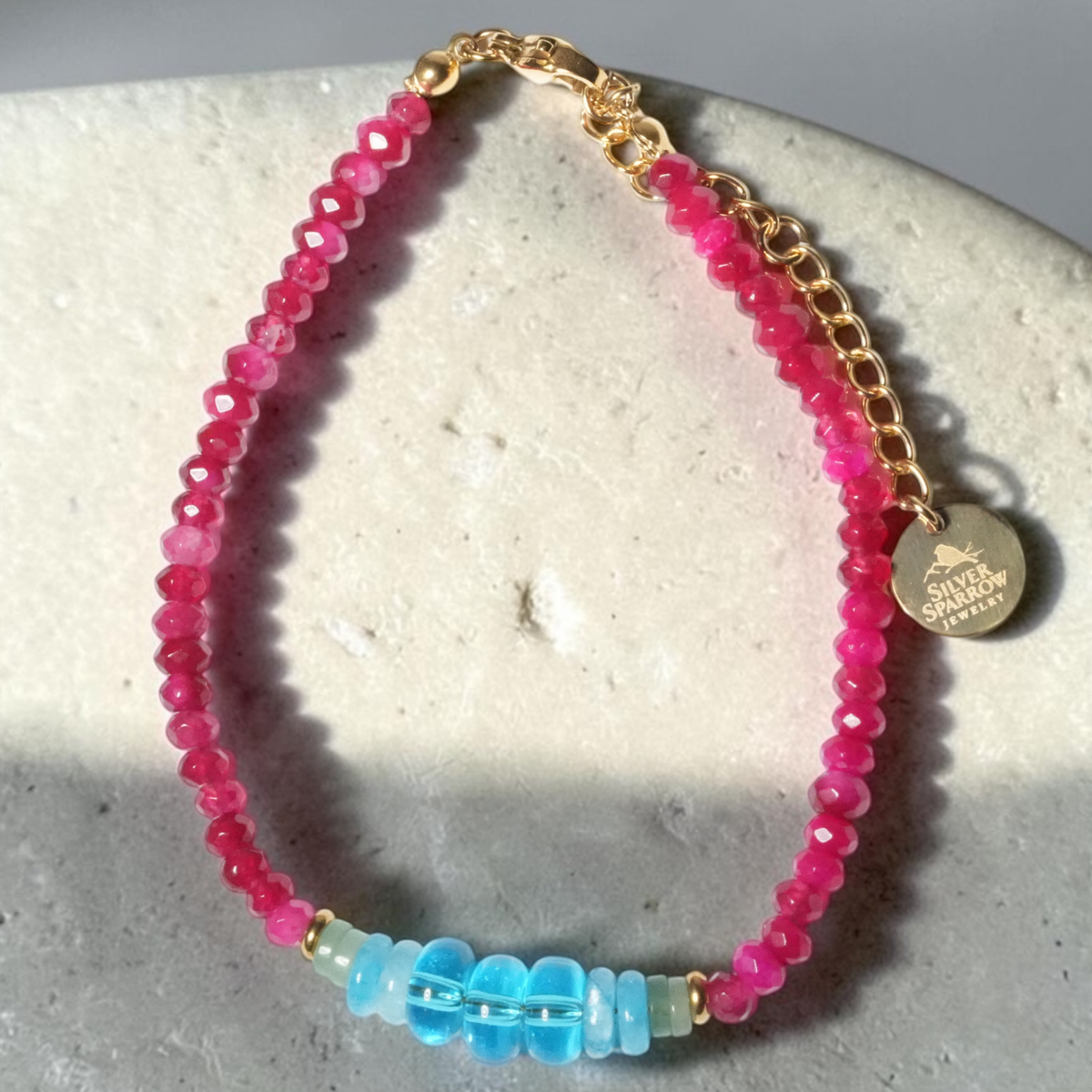 Ruby Jade & Blue Hues Beaded Bracelet
