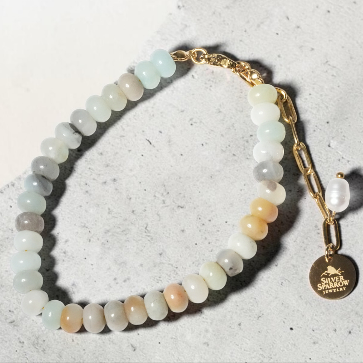 Flower Amazonite Abacus Bead Bracelet