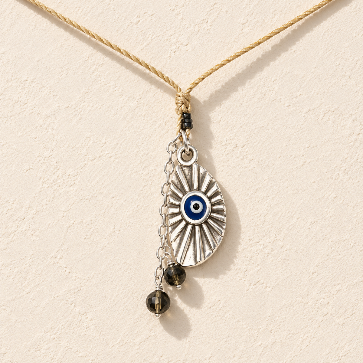 Obsidian with Evil Eye Necklace