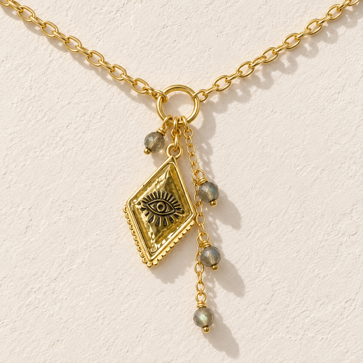 Labradorite with Evil Eye Necklace