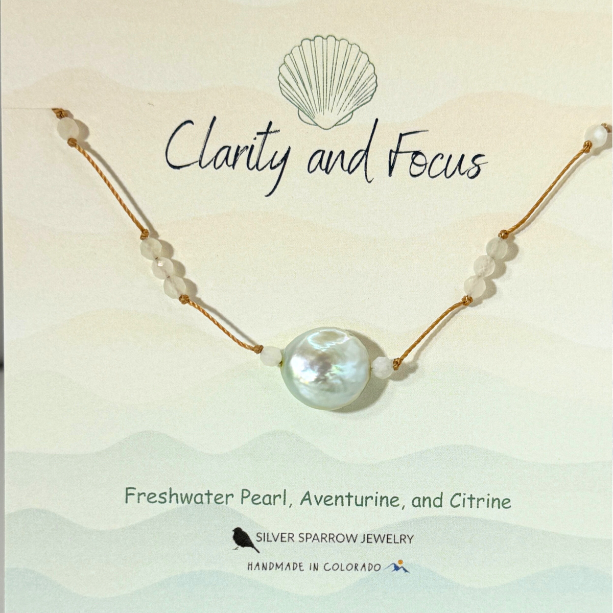 Freshwater white coin pearl with citrine and aventurine