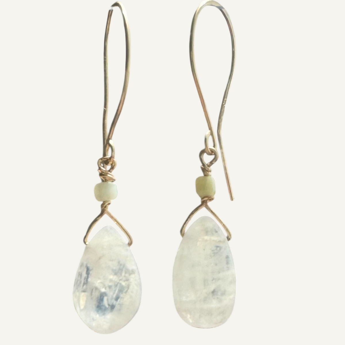 Radiant moonstone with chrysoprase earrings