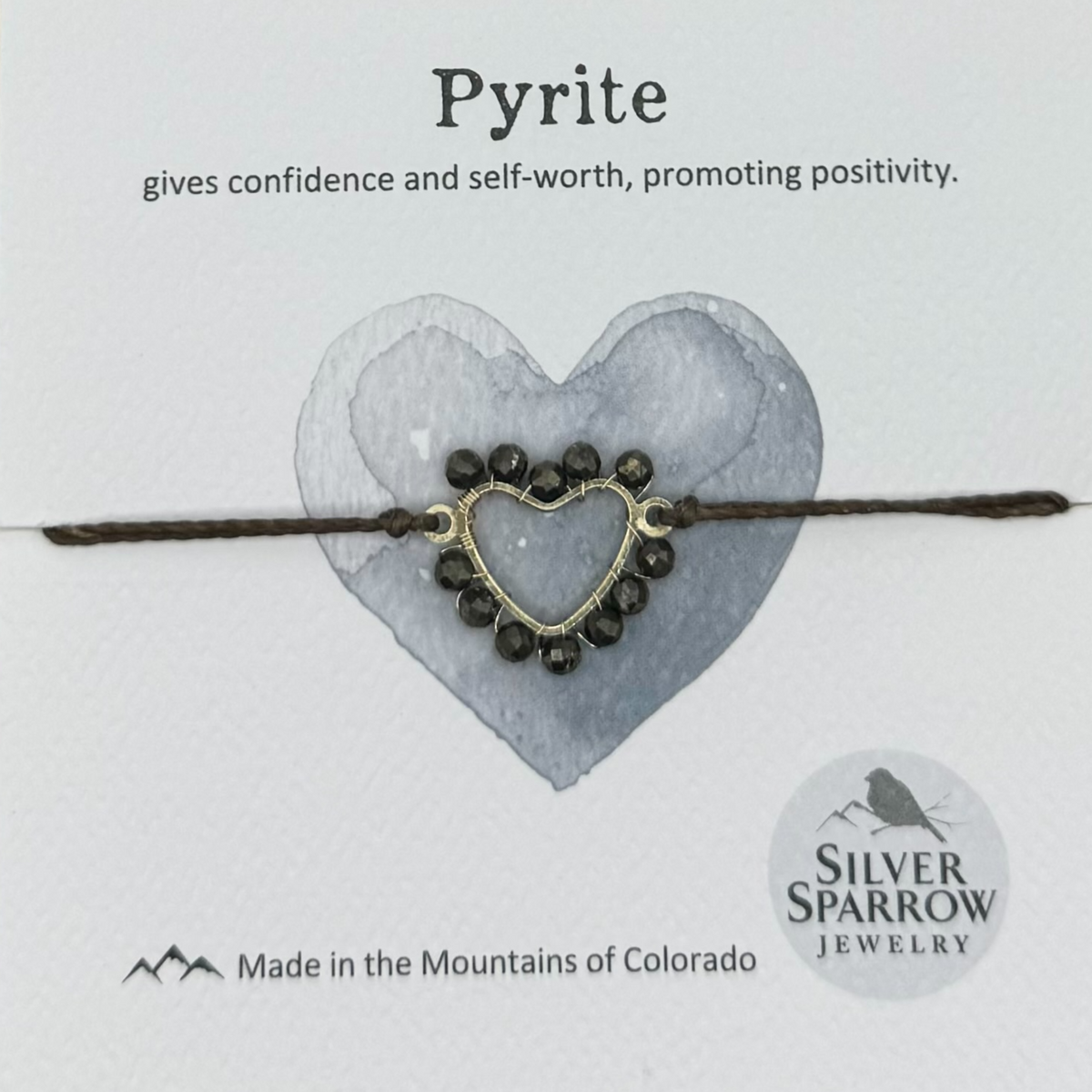 Pyrite woven heart bracelet