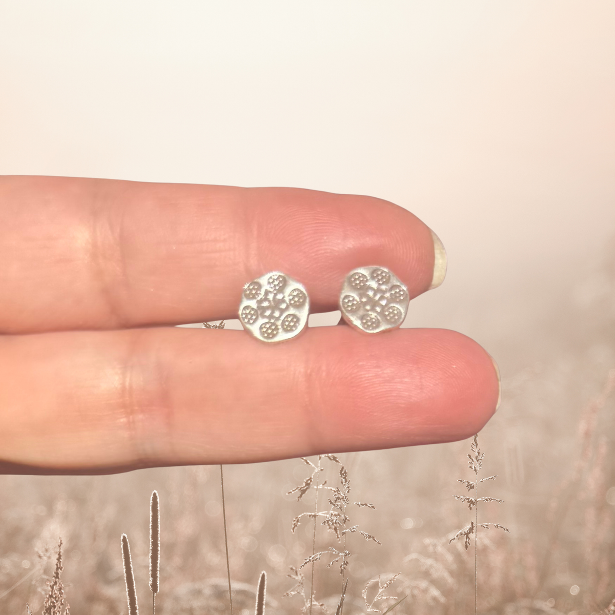Hill Tribe Sterling flower studs