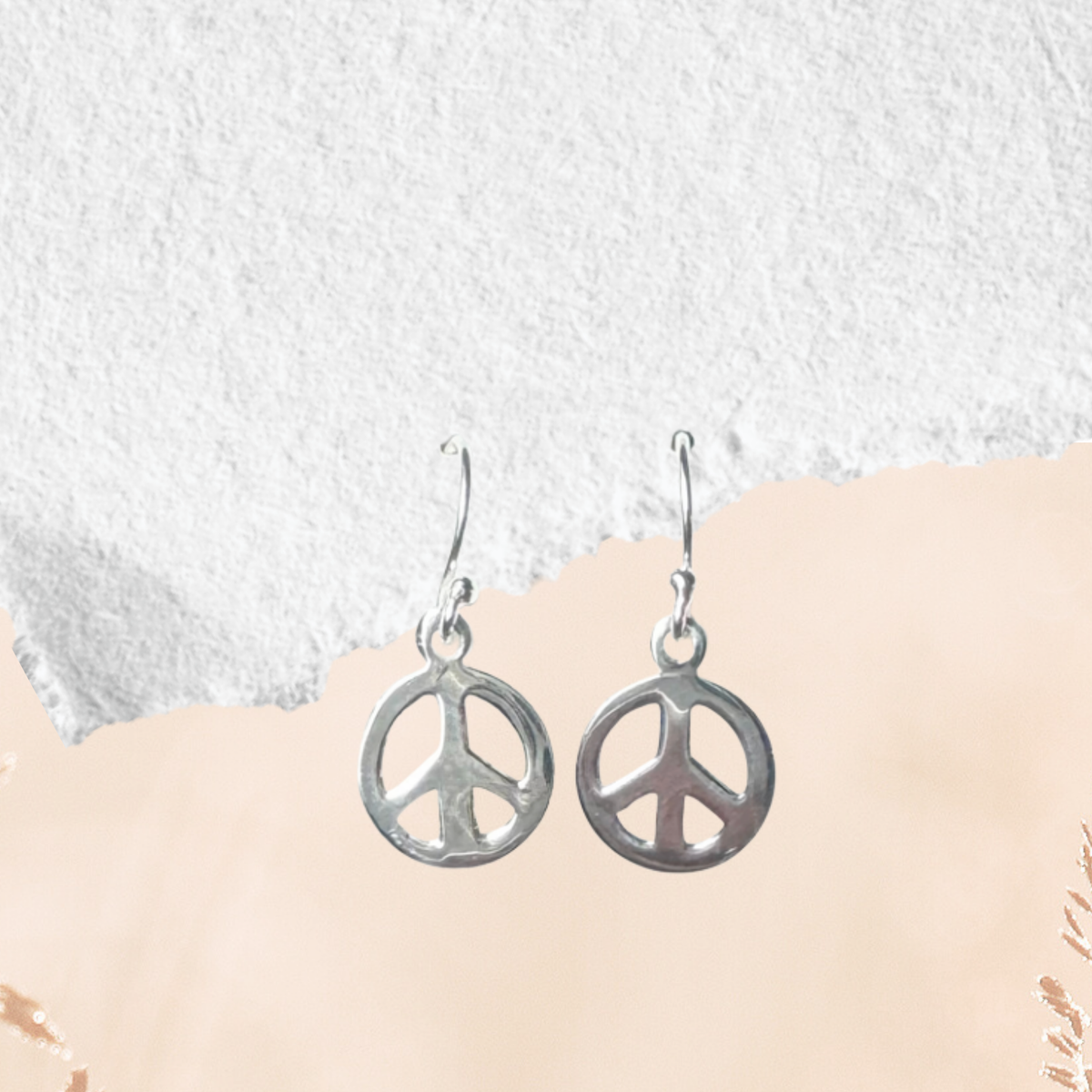 Sterling Silver Peace sign dangle earrings