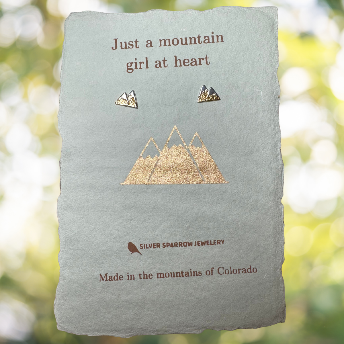 Just a mountain girl at heart, gold stud earrings