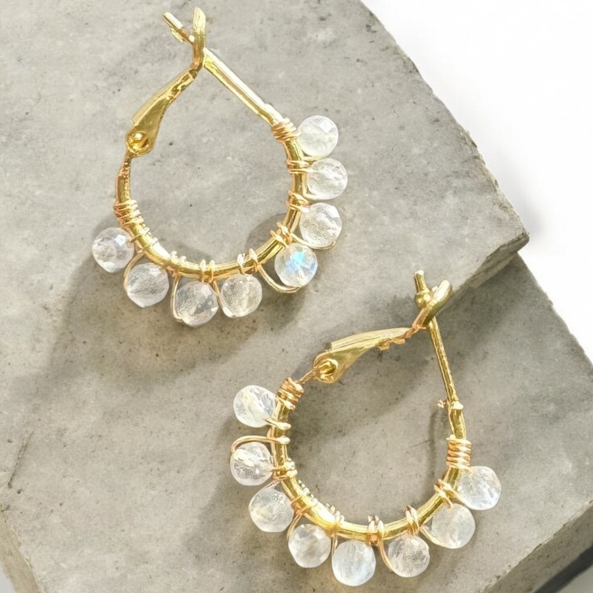 Luna Weave Moonstone Hoops