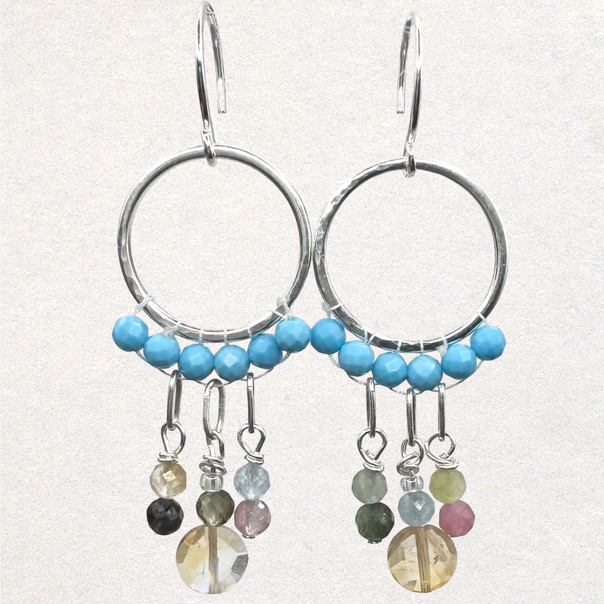 Desert Sky Turquoise Multi-Stone Woven Earrings