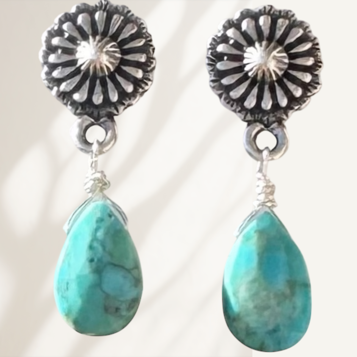 Rosette Turquoise Statement Earrings
