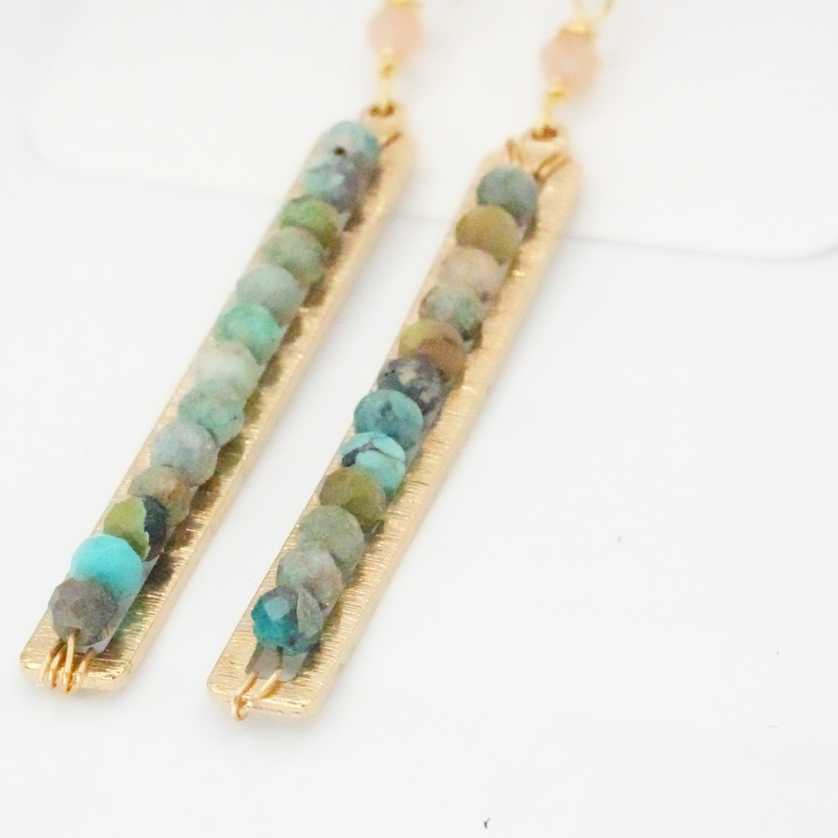 Handwoven Turquoise Rectangle Earrings