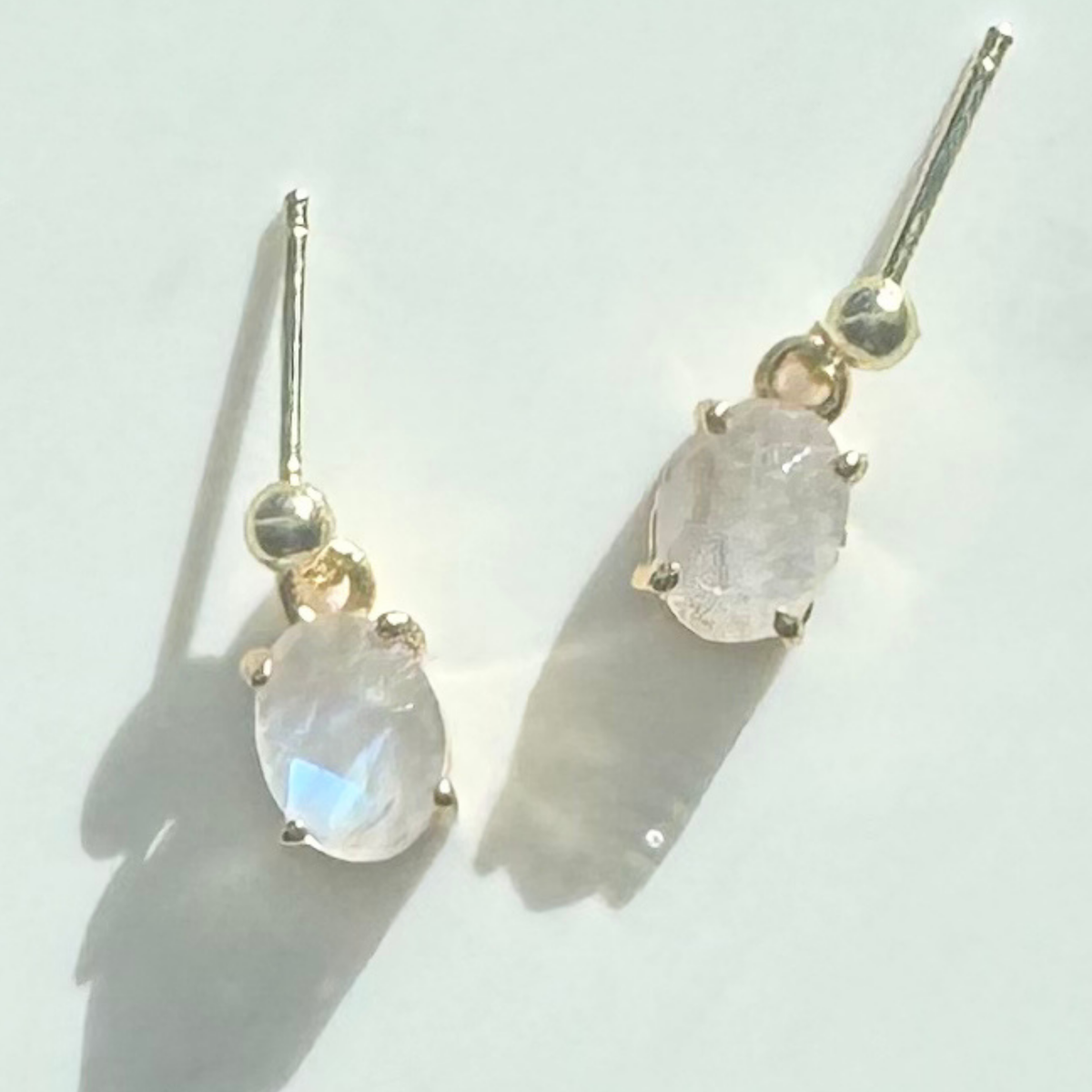 Fancy Oval Moonstone Stud Earrings